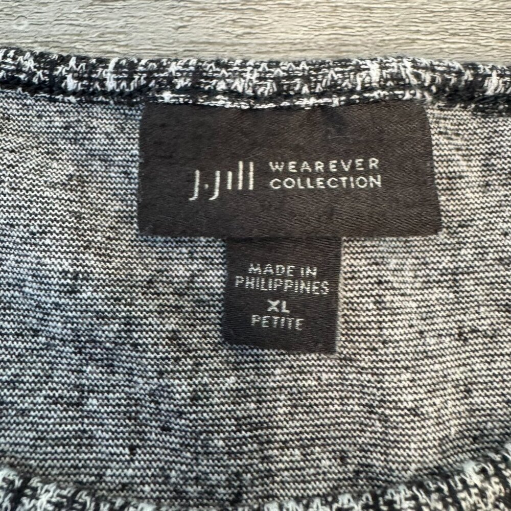 J. Jill Wearever Collection Black White 3/4 Sleeve Top G42 - Picture 3 of 5